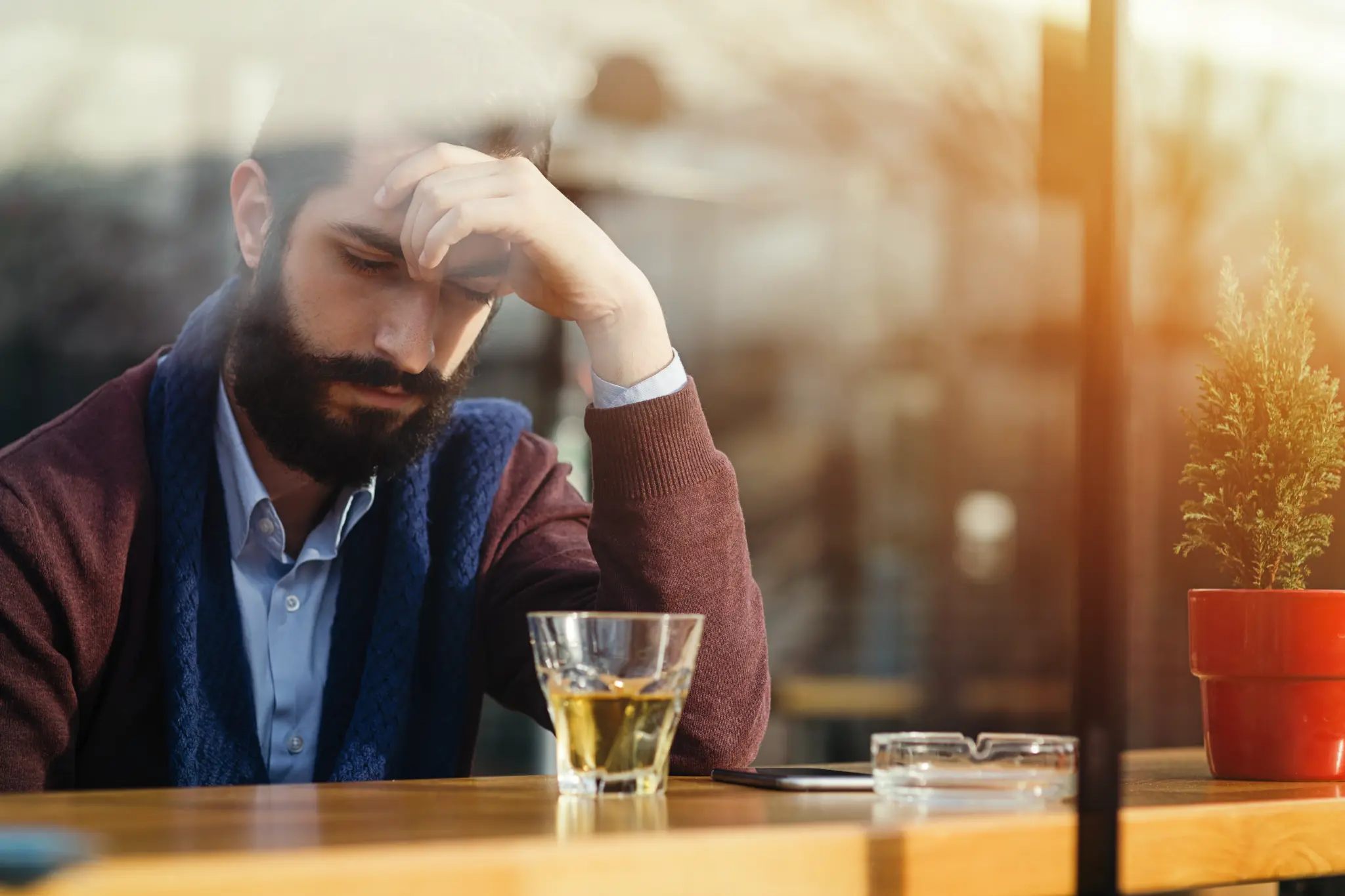 Man struggling with alcohol — addiction counseling Los Angeles